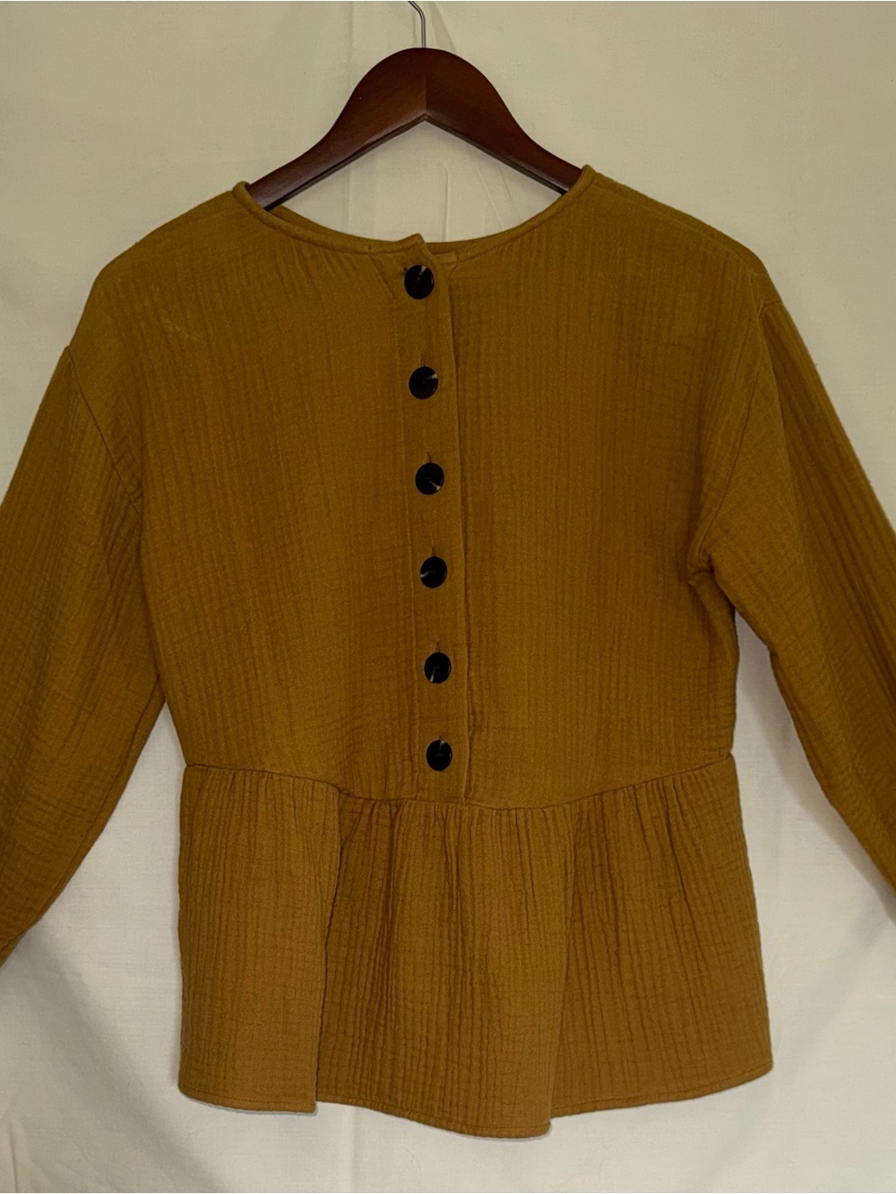 Madewell Textured Peplum Pullover in Caramel Brown - Picture 3 of 4